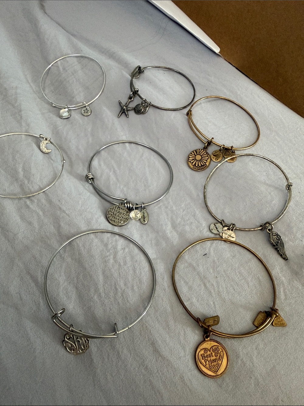 Alex and Ani Mixed Metal Charm Bangles — Gold & Silver